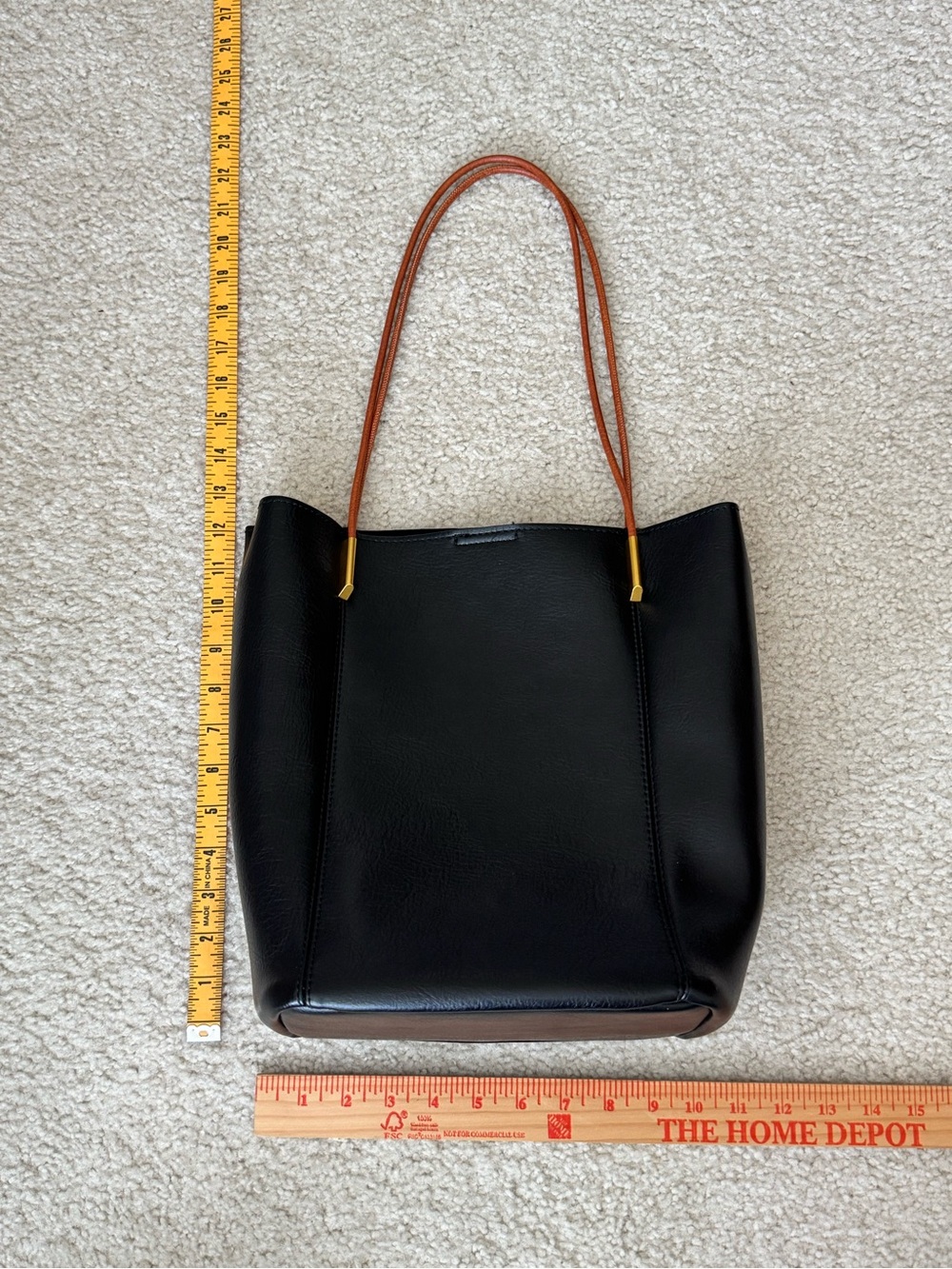 Antik Kraft Black Leather Bucket Bag with interior storage organizer - Picture 13 of 13